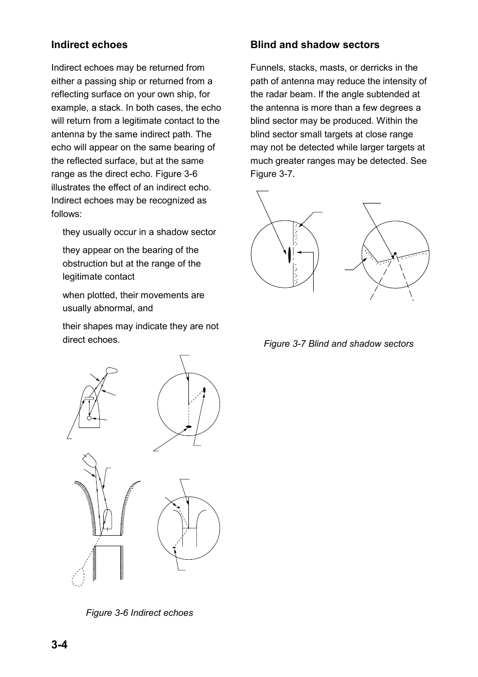 Indirect echoes, Blind and shadow sectors | Furuno 851 MARK-2 User Manual | Page 34 / 47