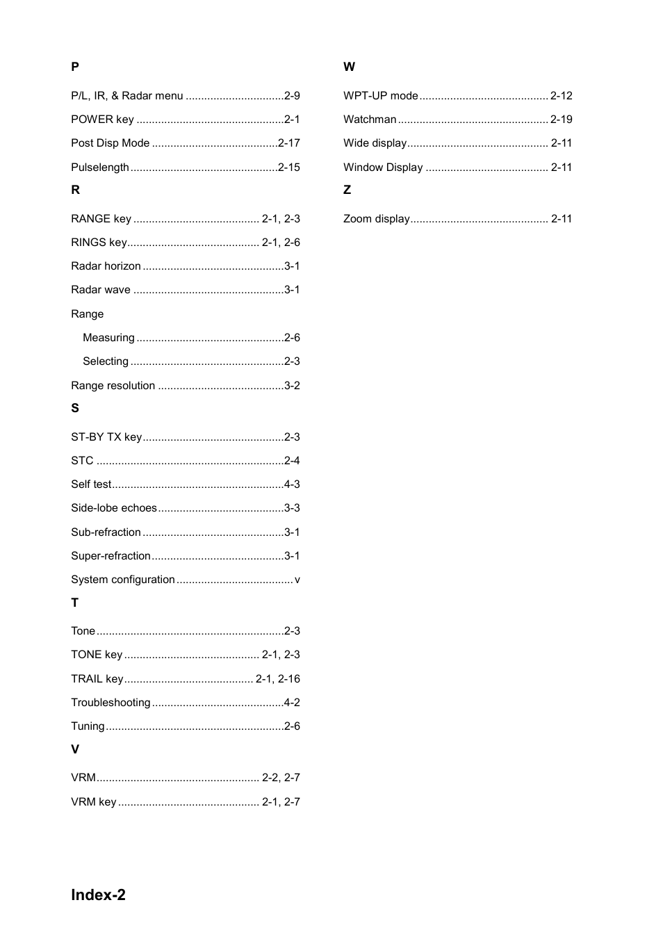 Index-2 | Furuno 851 MARK-2 User Manual | Page 46 / 47
