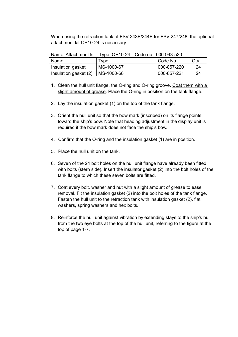 8 attachment kit(option), 8 attachment kit (option) | Furuno FSV-24 User Manual | Page 27 / 104