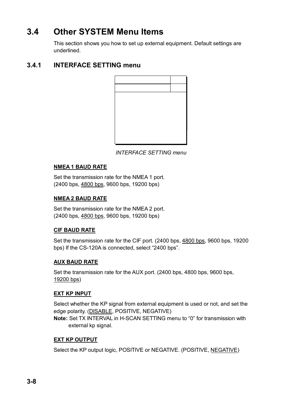 4 other system menu items, 1 interface setting menu | Furuno FSV-24 User Manual | Page 56 / 104