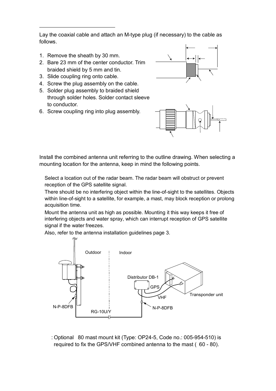 3 gps/vhf combined antenna | Furuno FA-100 User Manual | Page 11 / 58