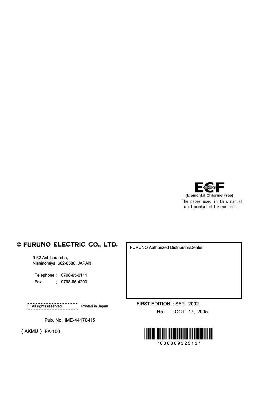 Furuno FA-100 User Manual | Page 2 / 58
