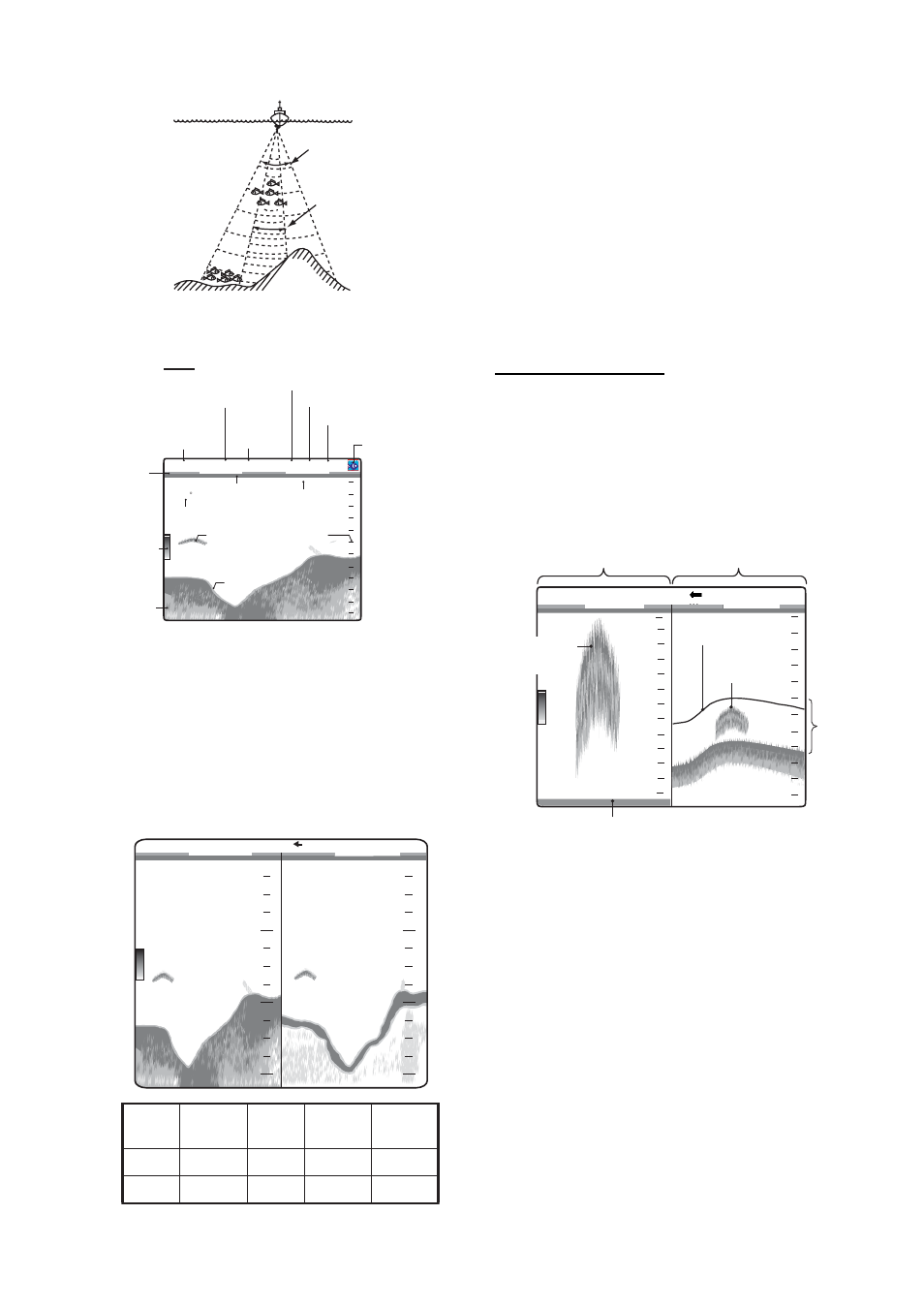 2 dual frequency display, 3 zoom display, Bottom lock display | Furuno FCV295 User Manual | Page 11 / 53