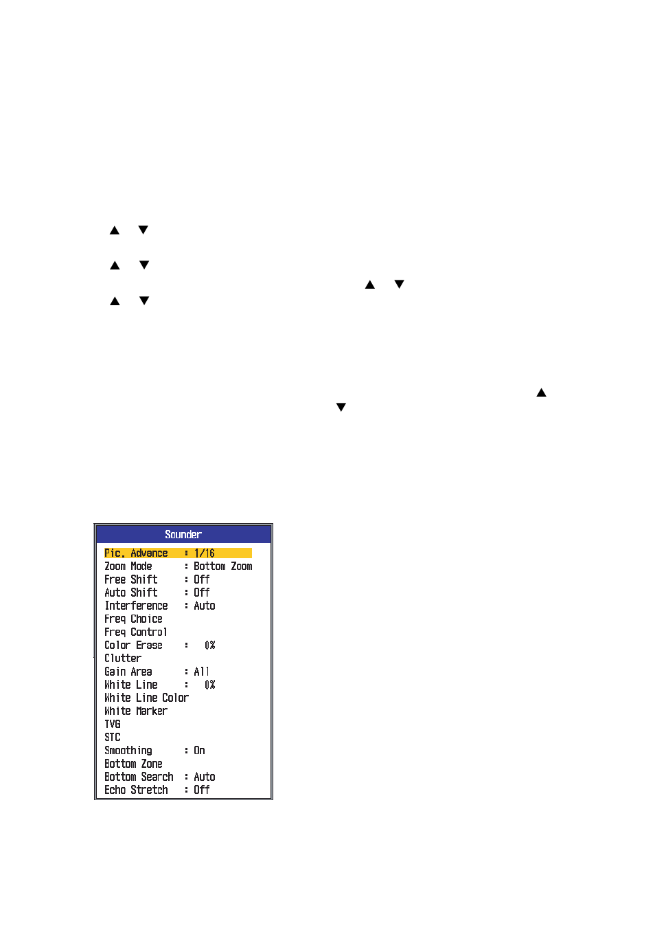 19 menu description, 4 setting destination, Waypoint | 1 sounder menu | Furuno FCV295 User Manual | Page 26 / 53