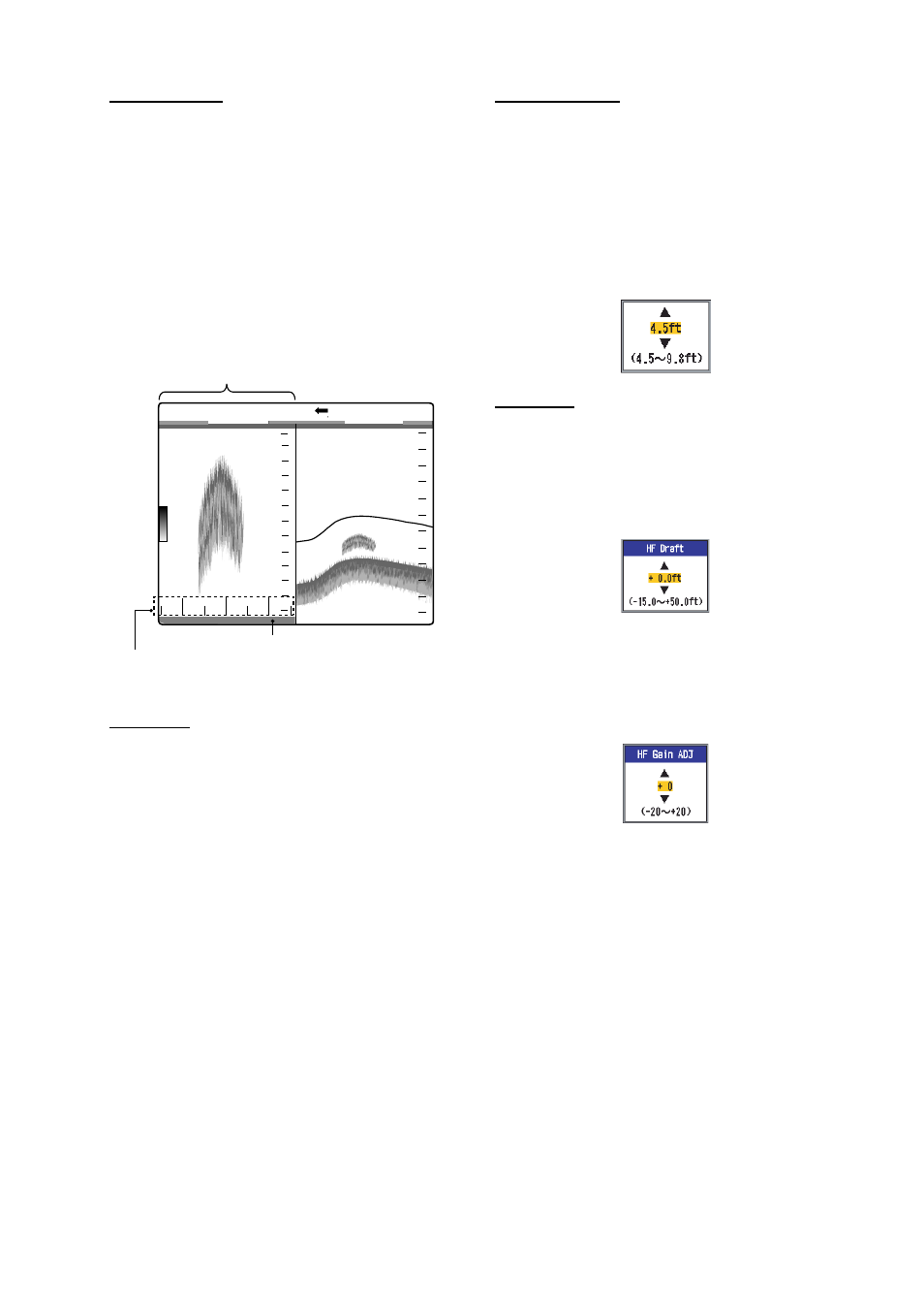 Bottom level, Zero line, Zero line area | Hf], [lf | Furuno FCV295 User Manual | Page 39 / 53