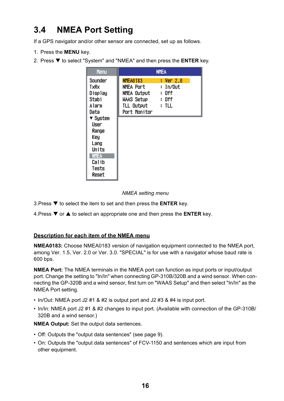 4 nmea port setting | Furuno FCV-1150 User Manual | Page 25 / 32