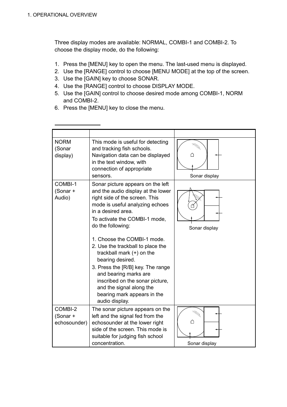 6 1.3.5 choosing a display mode | Furuno CSH-8L User Manual | Page 16 / 89