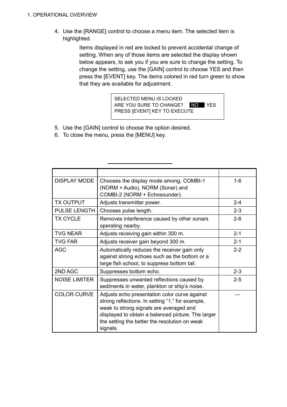 3 sonar menu description | Furuno CSH-8L User Manual | Page 26 / 89