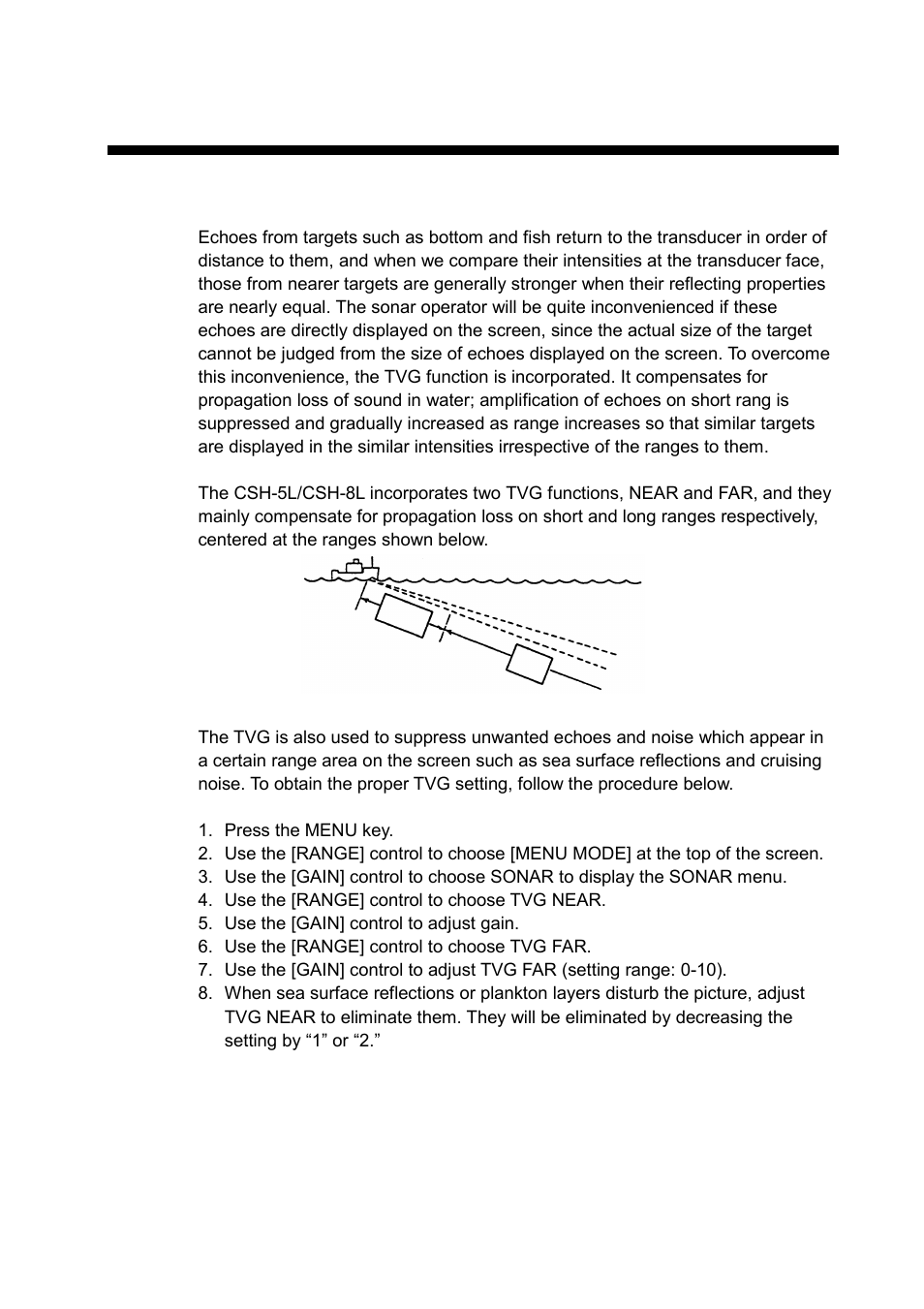Fine tuning the sonar picture, 1 eliminating unwanted echoes | Furuno CSH-8L User Manual | Page 29 / 89
