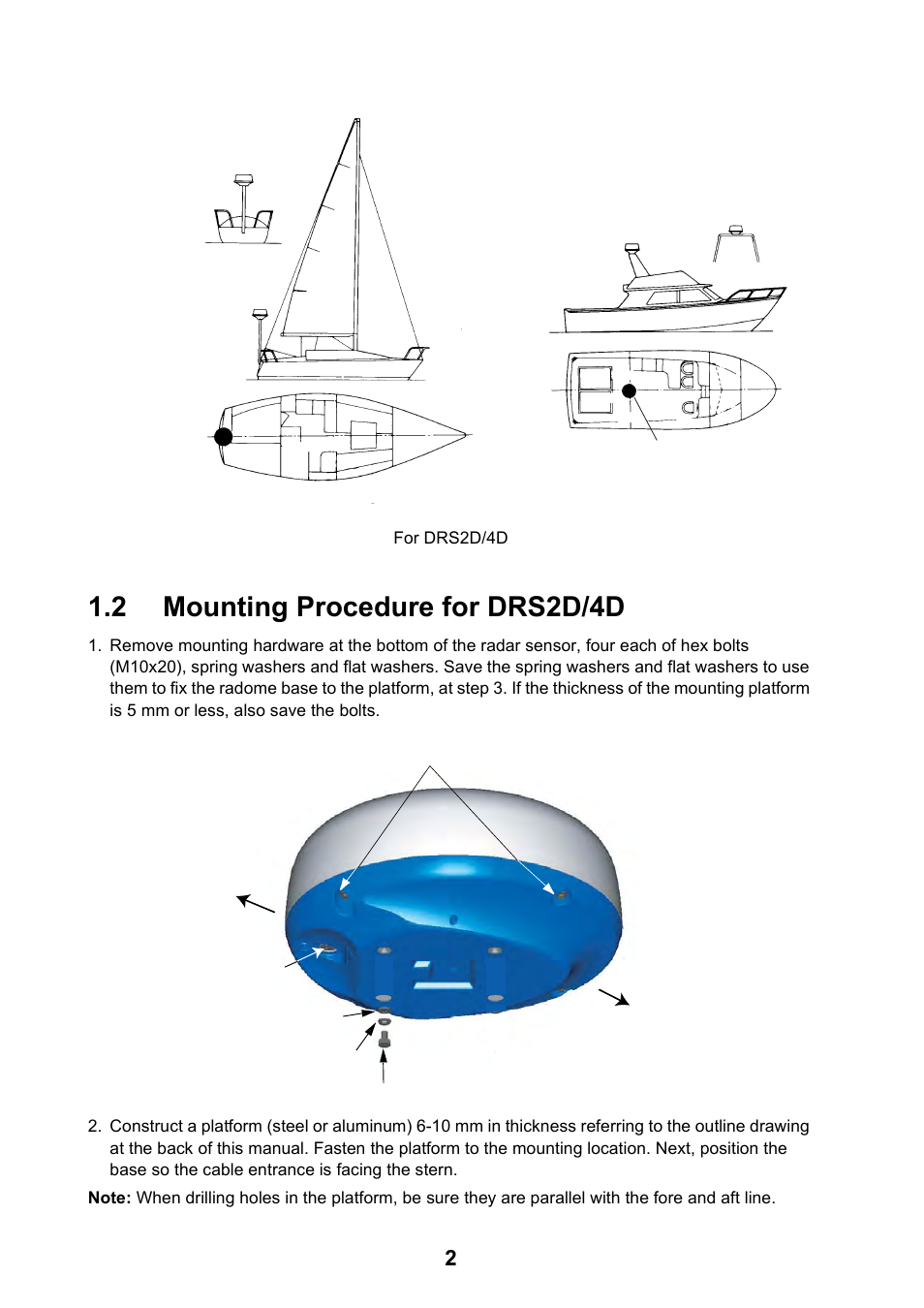 2 mounting procedure for drs2d/4d | Furuno DRS4D User Manual | Page 8 / 40
