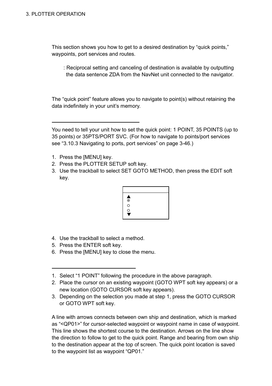 10 navigation, 1 navigating to a “quick point | Furuno NAVNET 1833 User Manual | Page 130 / 248