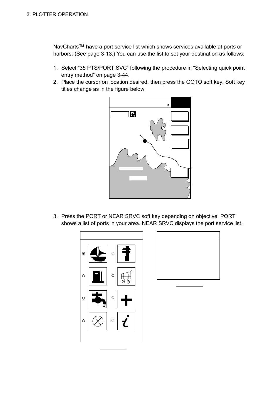 Only, Navcharts, Port services and sample port list | Furuno NAVNET 1833 User Manual | Page 132 / 248