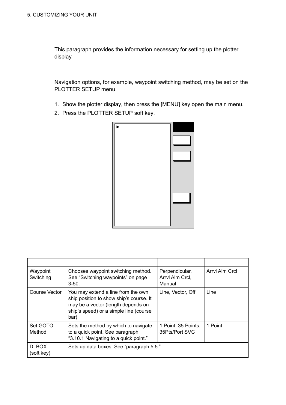 3 plotter setup, 1 navigation options | Furuno NAVNET 1833 User Manual | Page 178 / 248