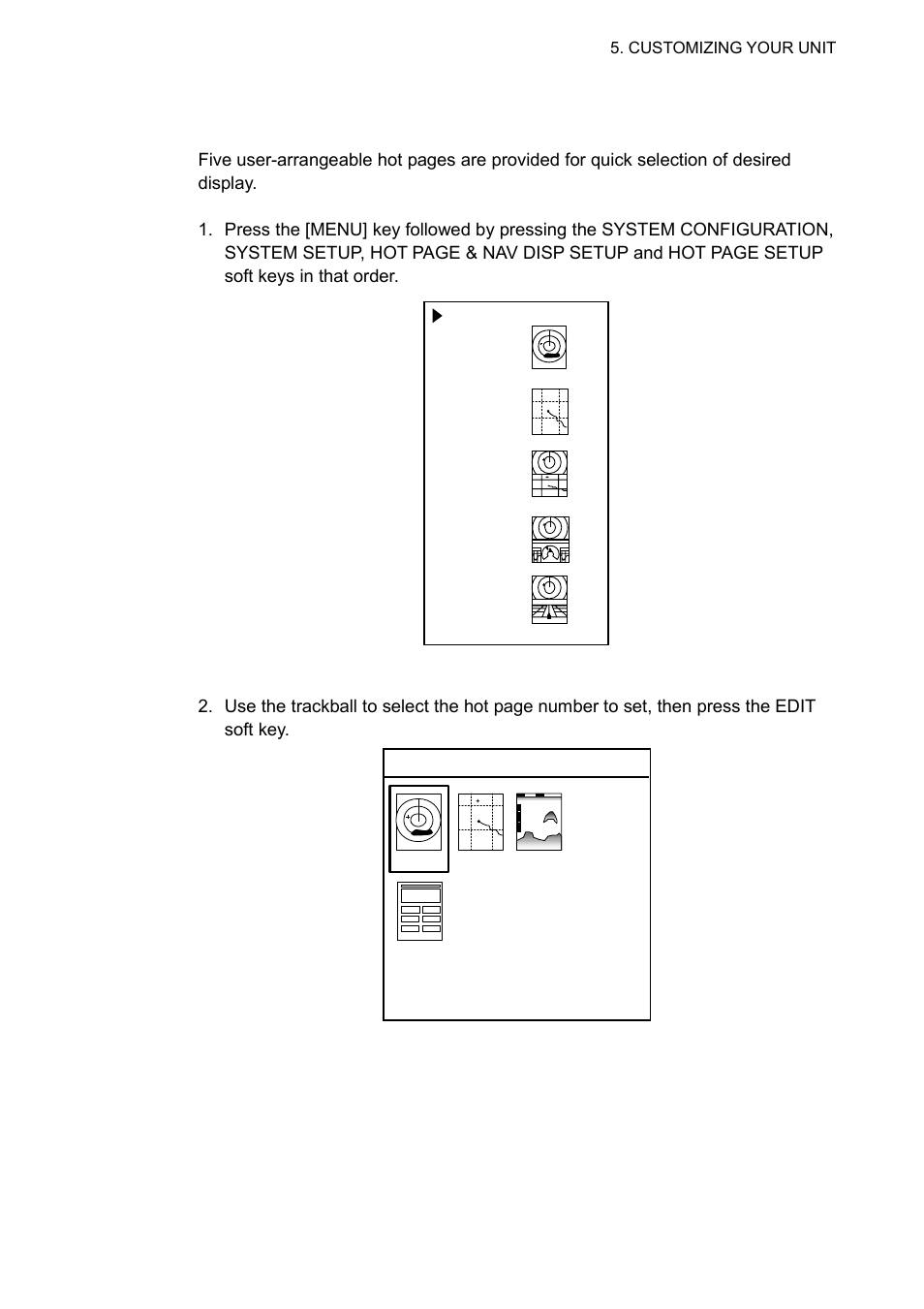 6 hot page setup | Furuno NAVNET 1833 User Manual | Page 187 / 248