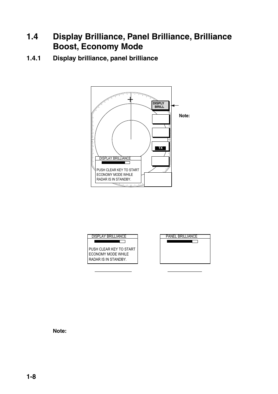 1 display brilliance, panel brilliance | Furuno NAVNET 1833 User Manual | Page 22 / 248