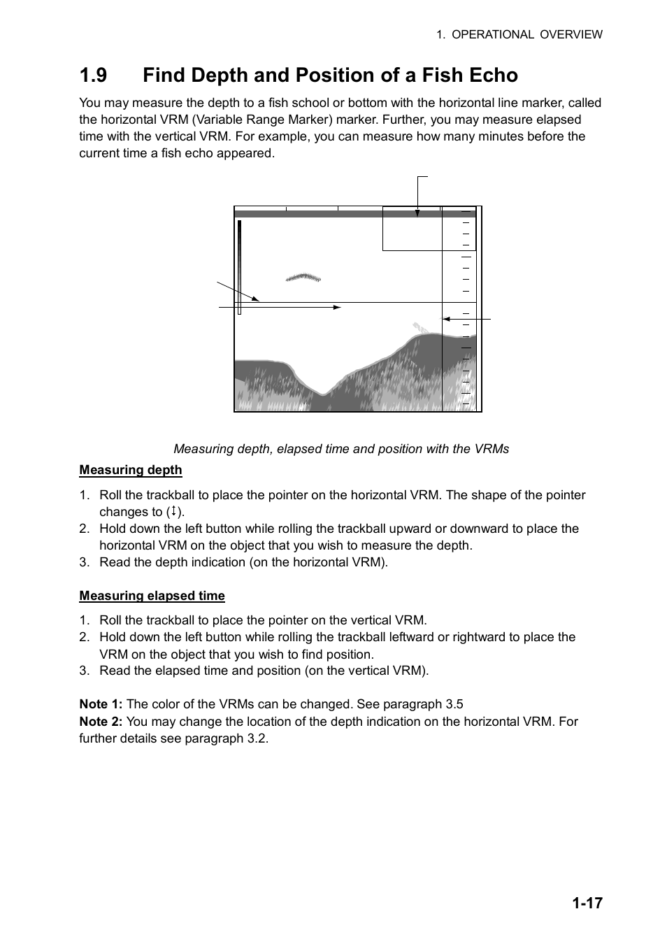 9 find depth and position of a fish echo | Furuno FCV-30 User Manual | Page 27 / 110