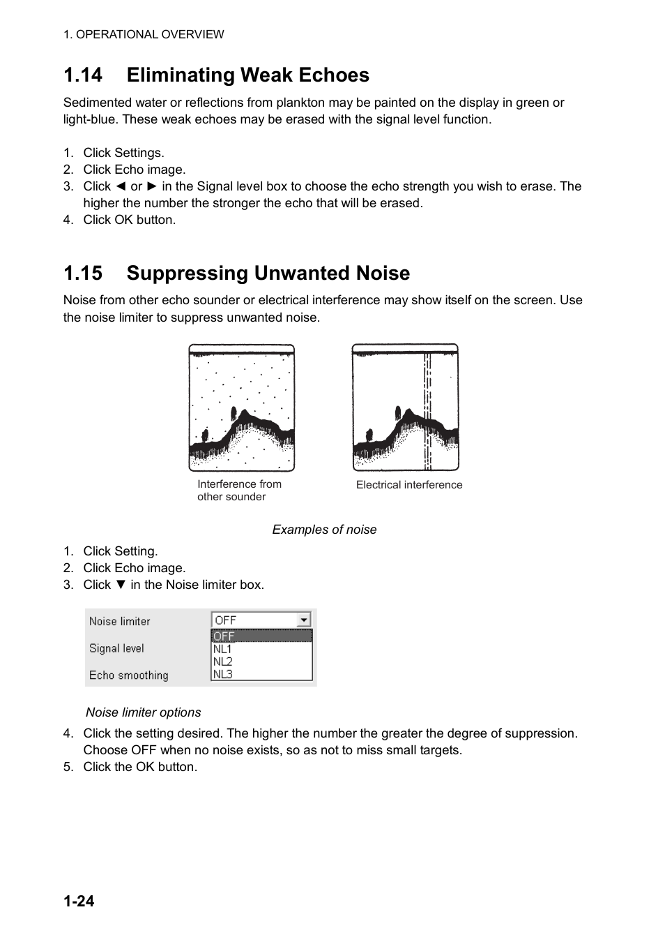 14 eliminating weak echoes, 15 suppressing unwanted noise | Furuno FCV-30 User Manual | Page 34 / 110