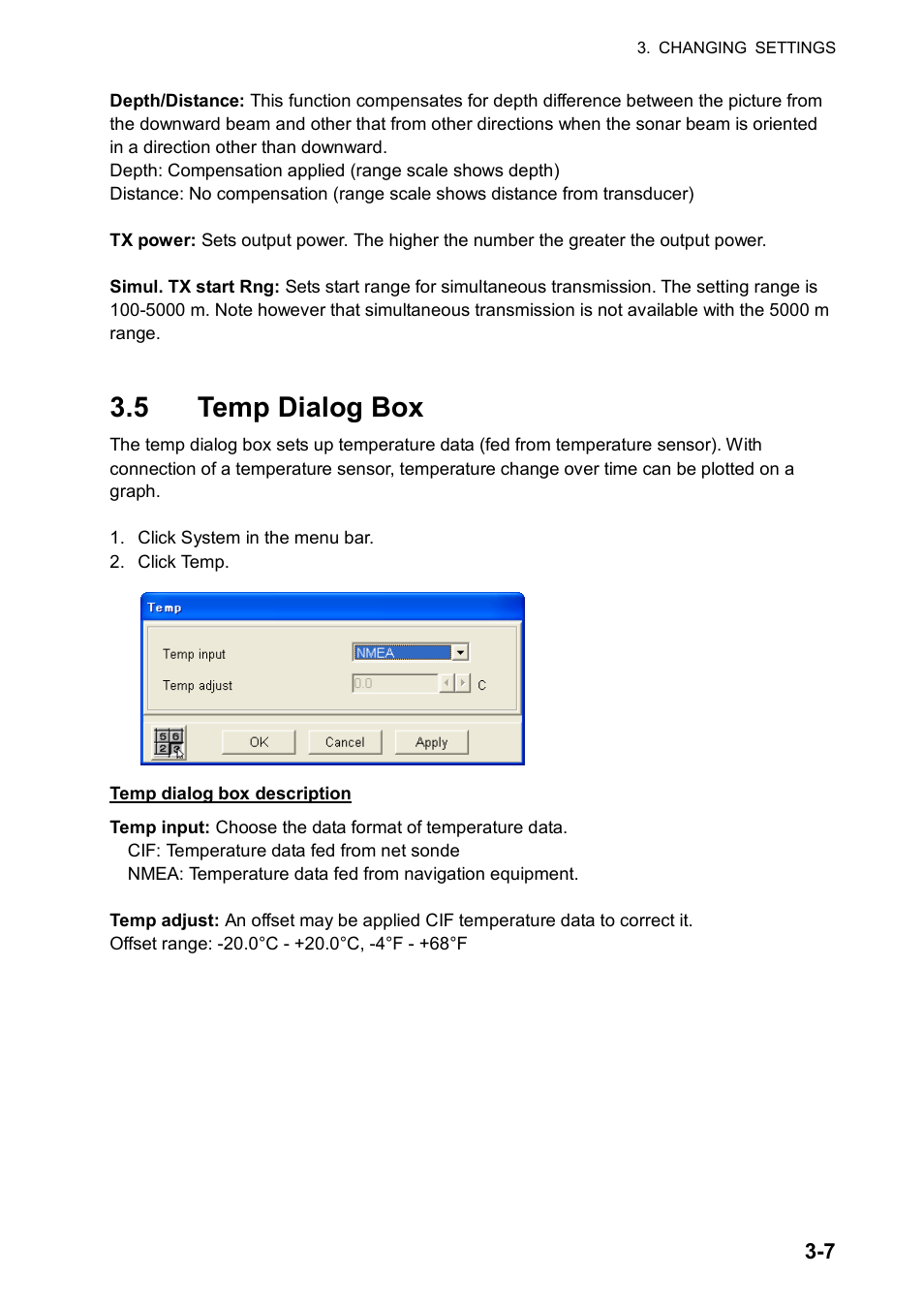 5 temp dialog box | Furuno FCV-30 User Manual | Page 75 / 110