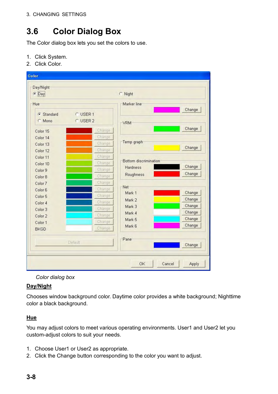 6 color dialog box | Furuno FCV-30 User Manual | Page 76 / 110