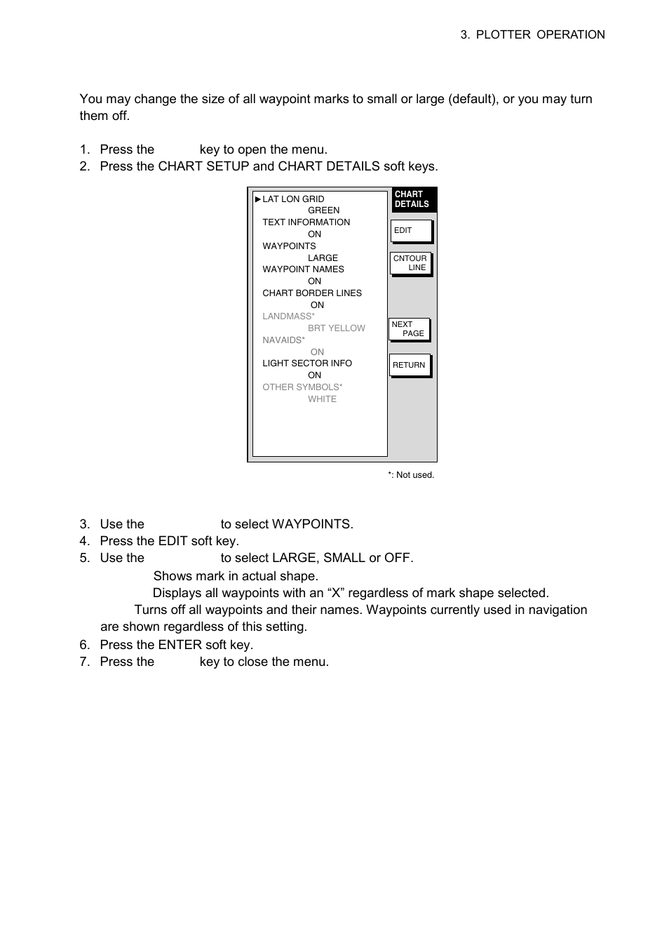 4 changing waypoint mark size (navionics gold) | Furuno 1724C User Manual | Page 104 / 241
