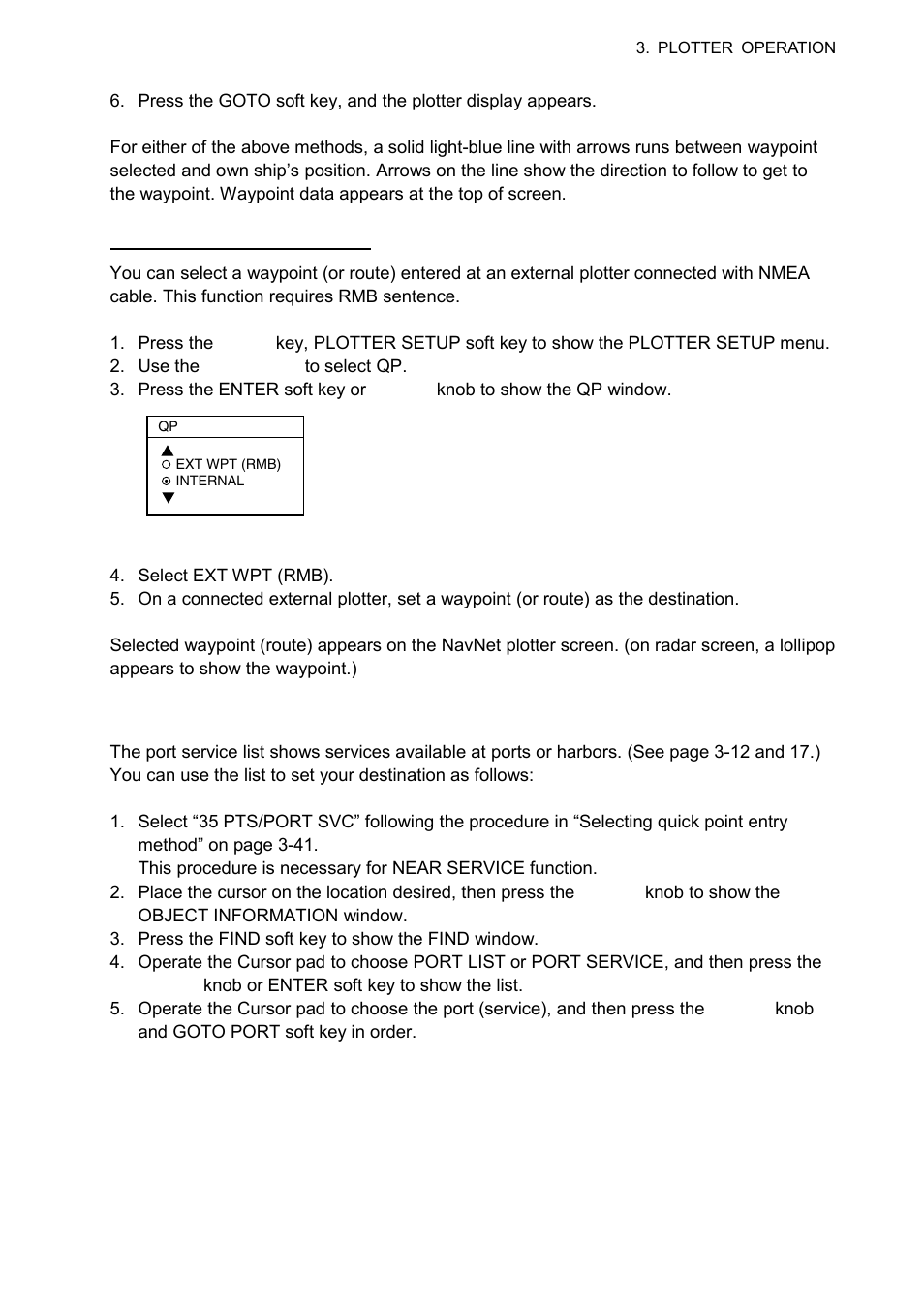 3 navigating to ports, port services | Furuno 1724C User Manual | Page 114 / 241