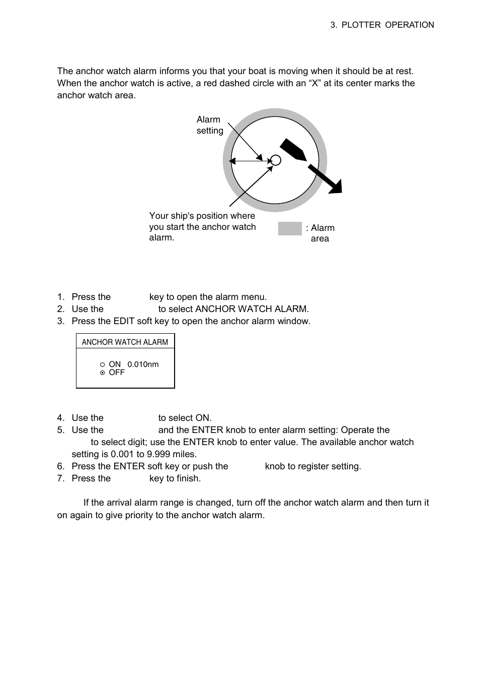 3 anchor watch alarm | Furuno 1724C User Manual | Page 122 / 241