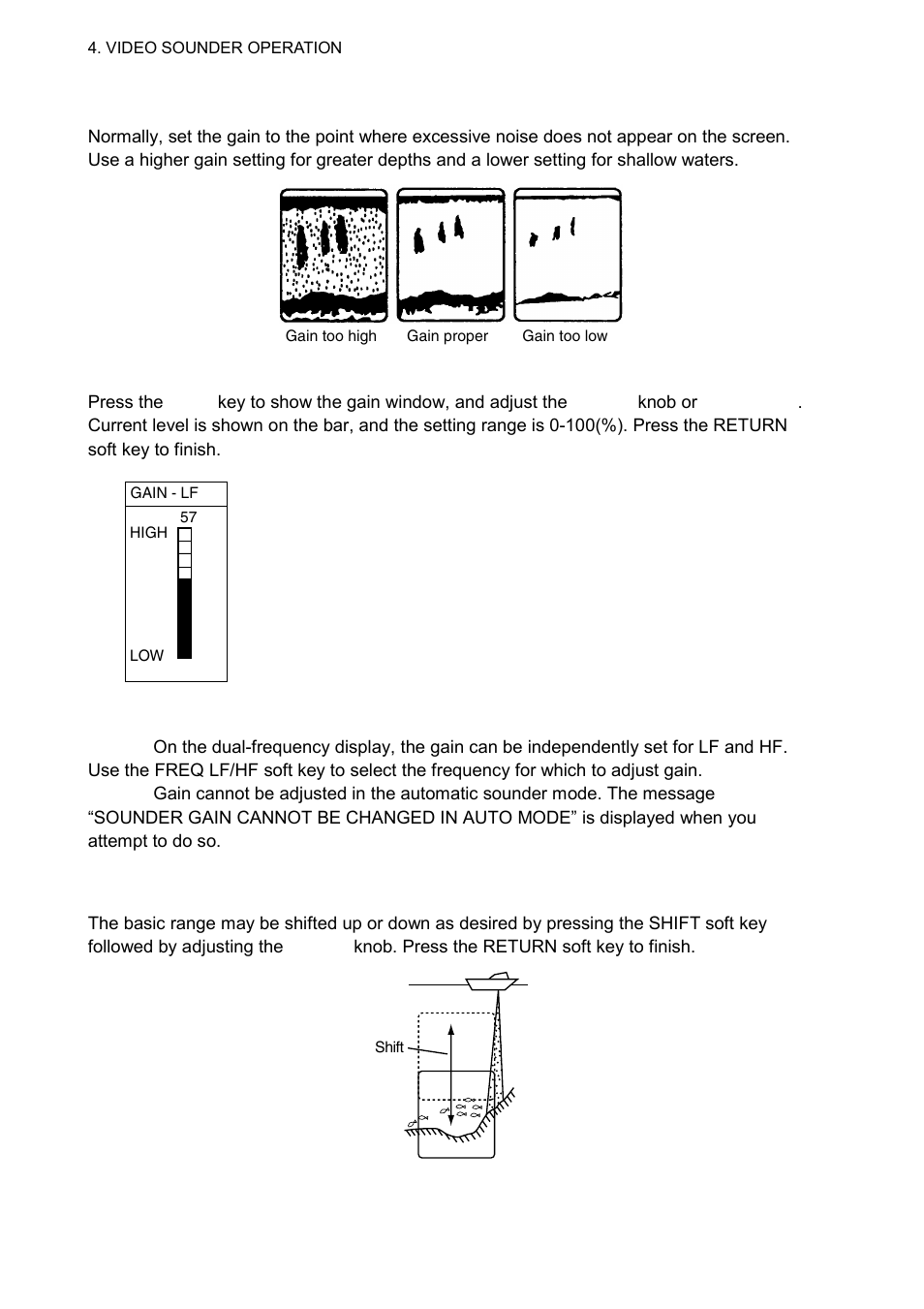 3 adjusting the gain, 4 shifting the range, 8 4.3.3 adjusting the gain | Furuno 1724C User Manual | Page 137 / 241