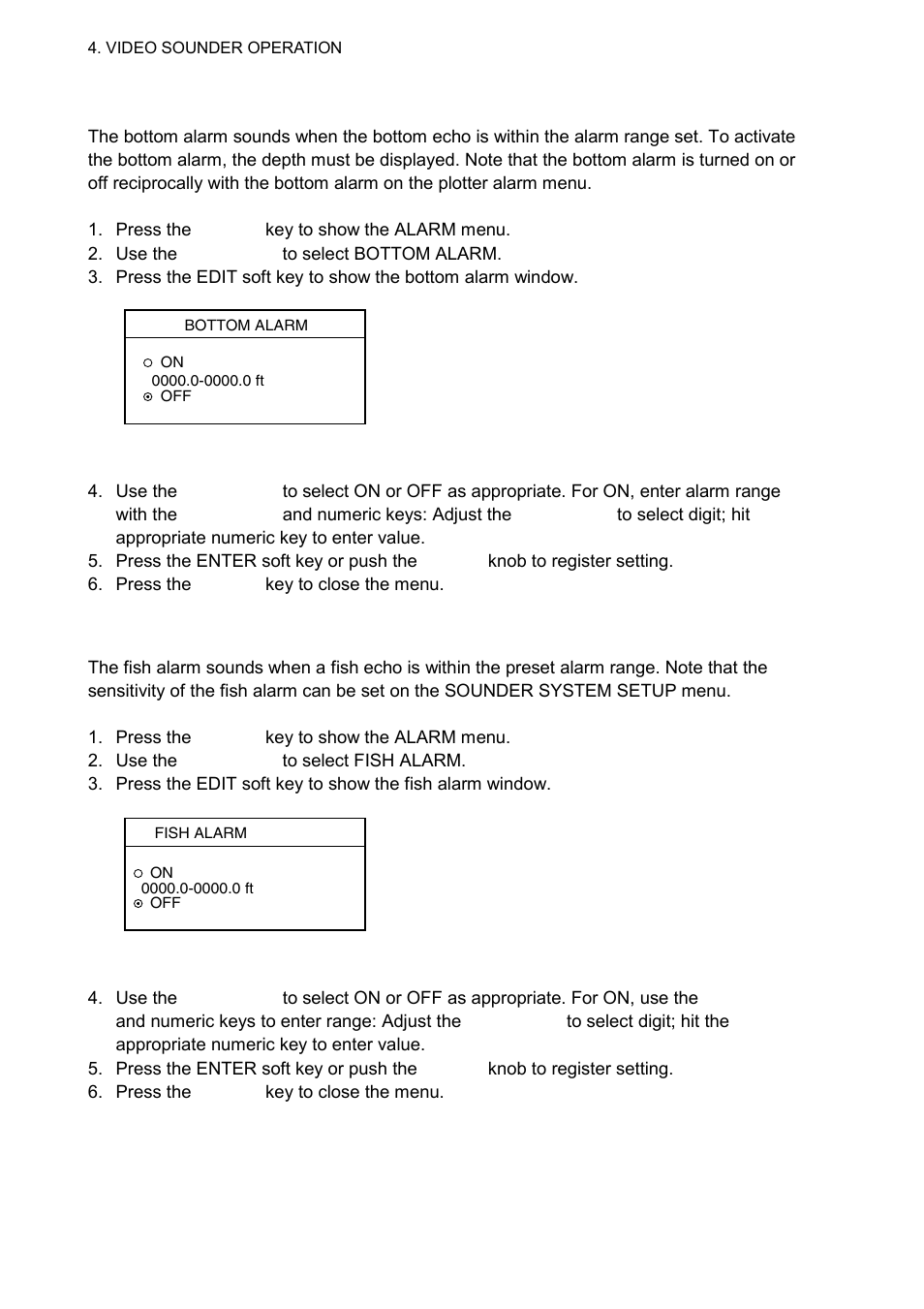 2 bottom alarm, 3 fish alarm | Furuno 1724C User Manual | Page 145 / 241