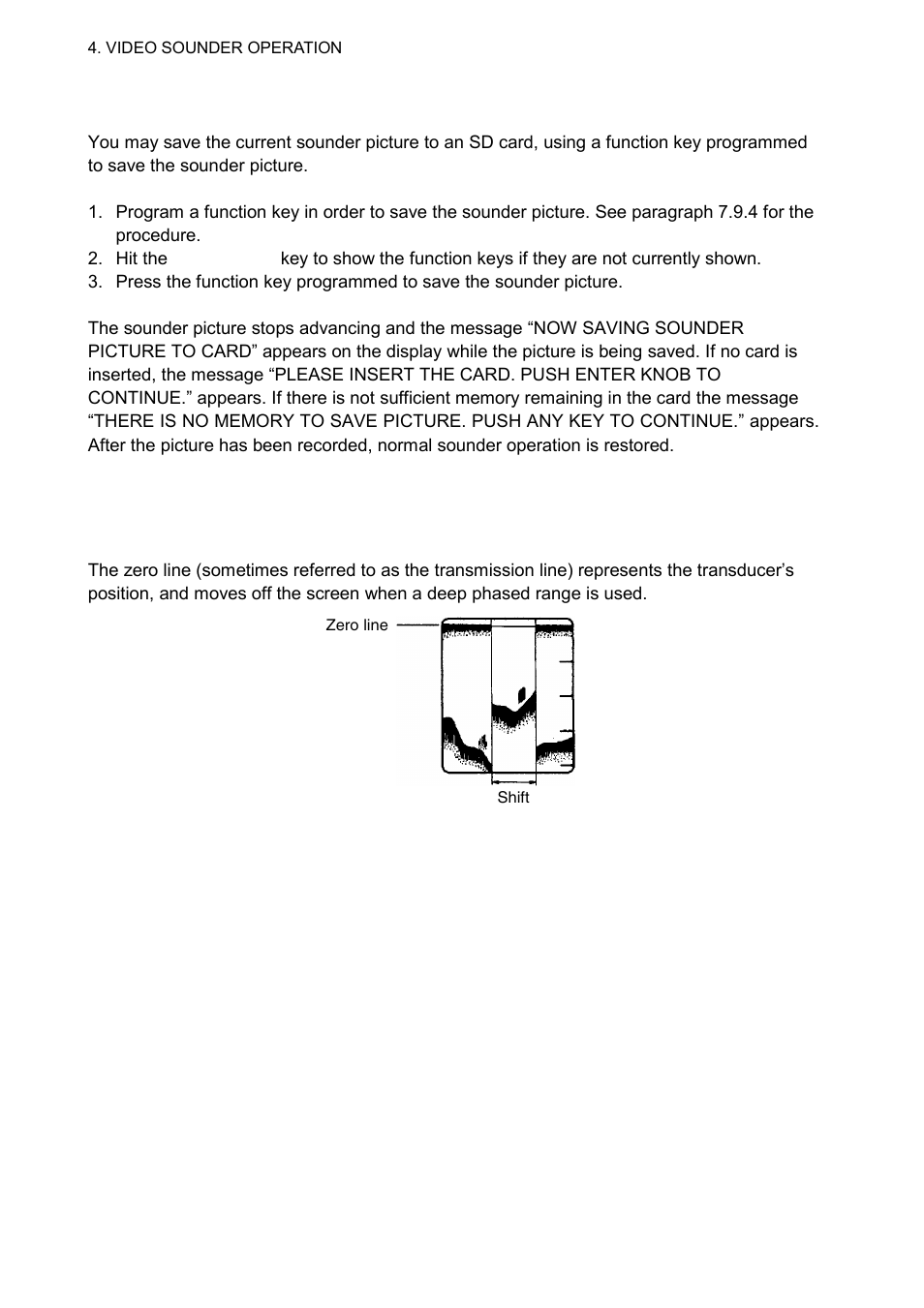 14 saving sounder picture to an sd card, 15 interpreting the sounder display, 1 zero line | Furuno 1724C User Manual | Page 149 / 241