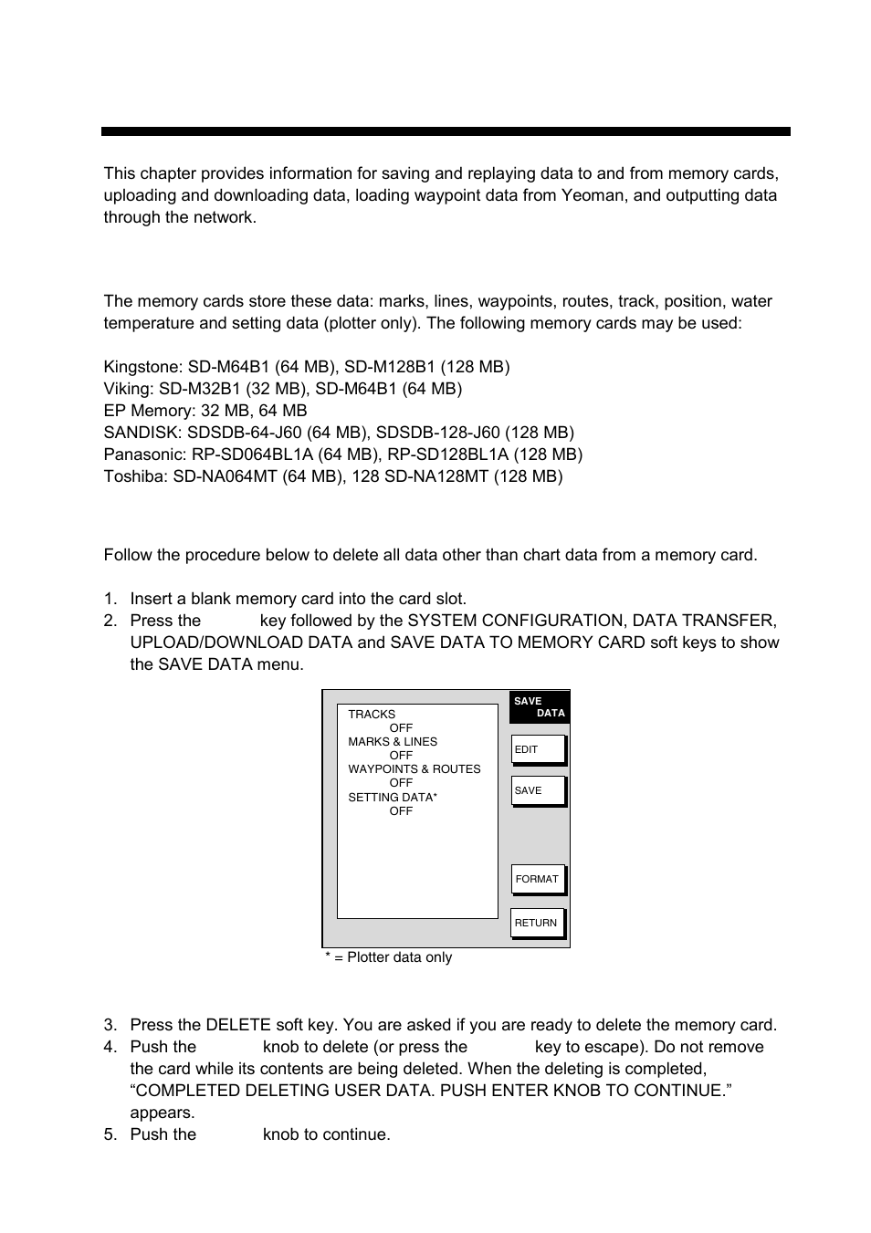 Data transfer, 1 memory card operations | Furuno 1724C User Manual | Page 154 / 241