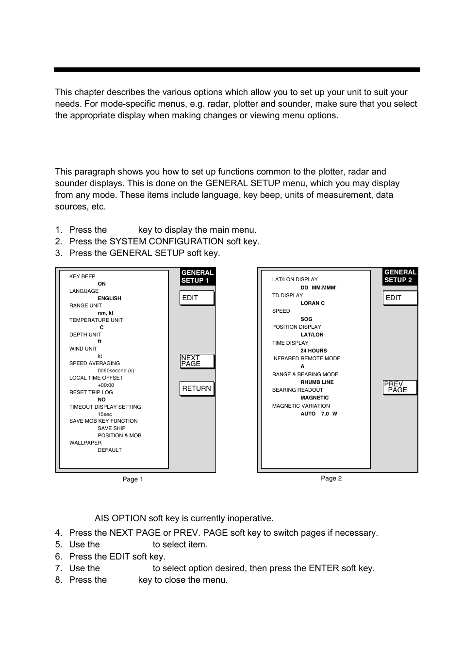 Customizing your unit, 1 general setup | Furuno 1724C User Manual | Page 164 / 241