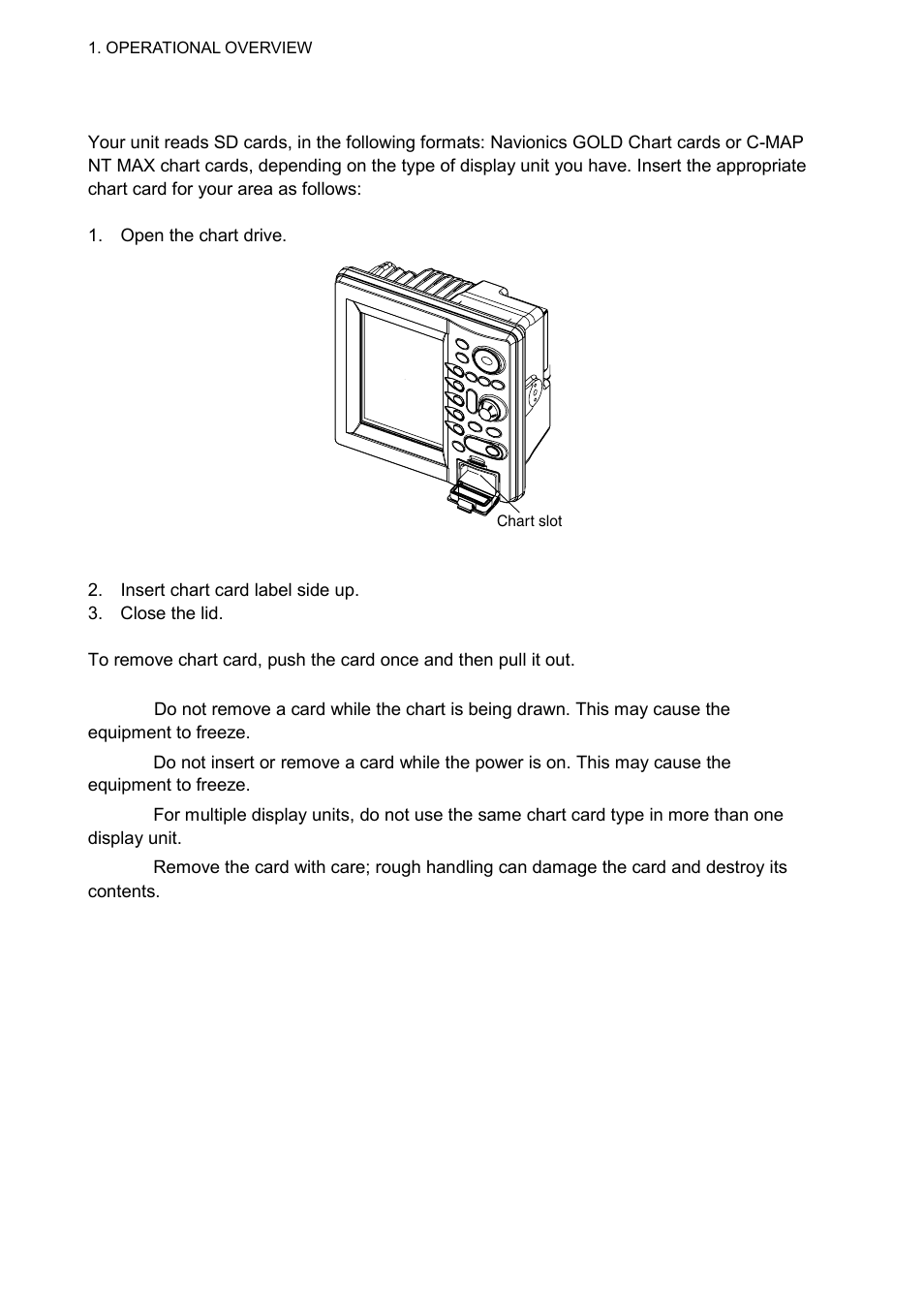 2 inserting a chart card | Furuno 1724C User Manual | Page 17 / 241