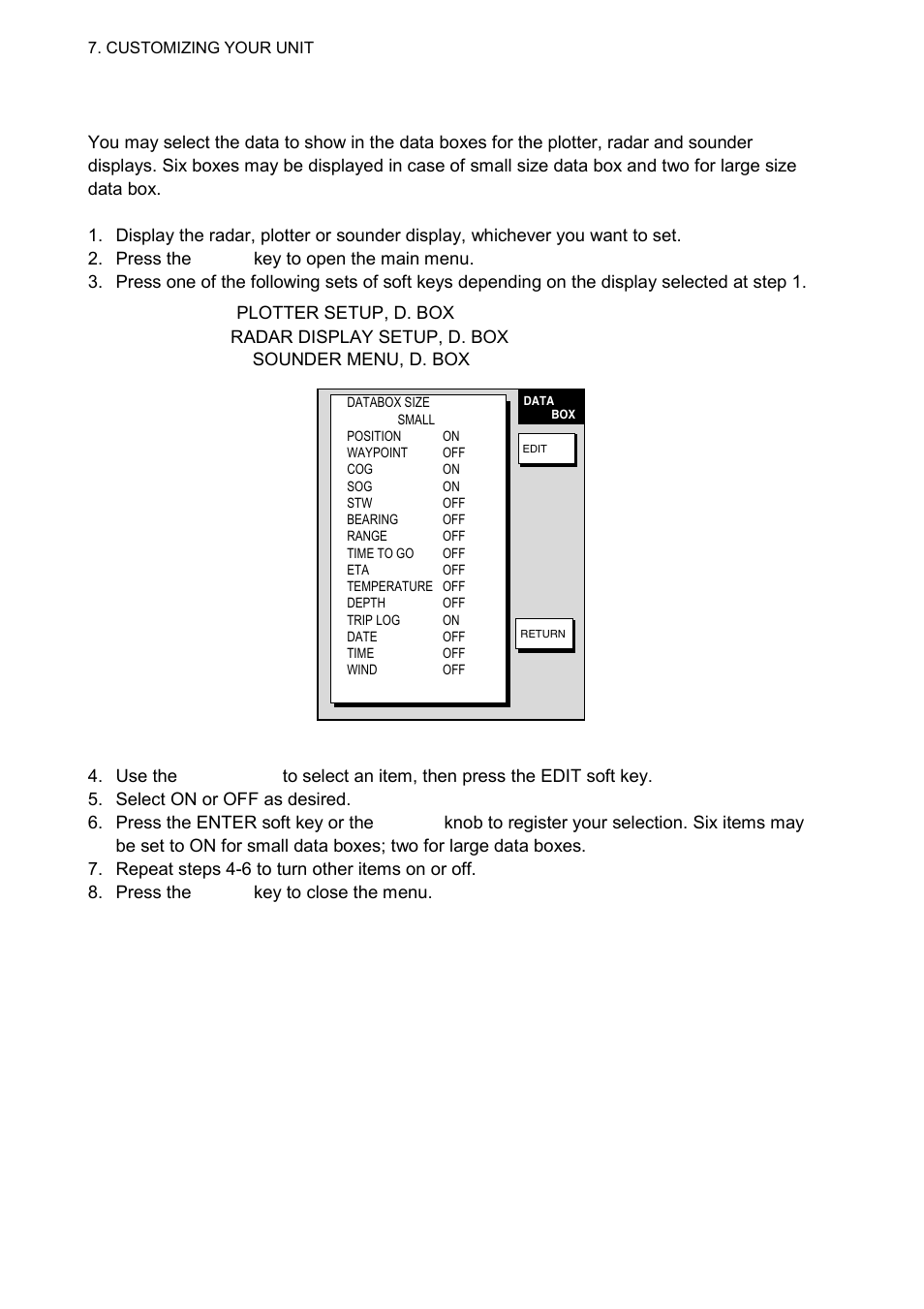 5 data boxes setup | Furuno 1724C User Manual | Page 185 / 241