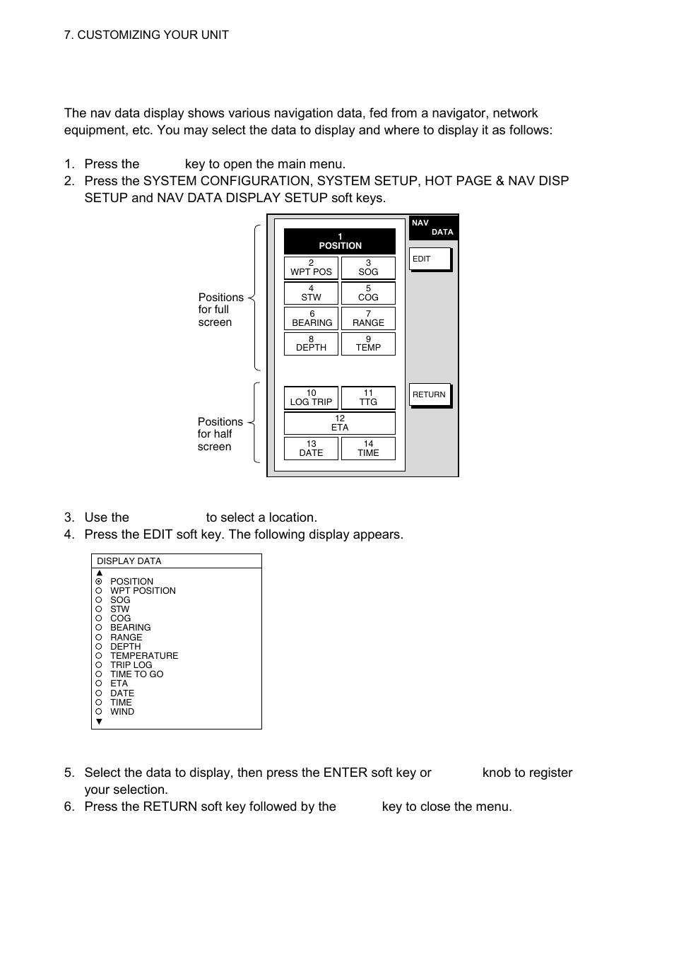 8 nav data display setup | Furuno 1724C User Manual | Page 195 / 241