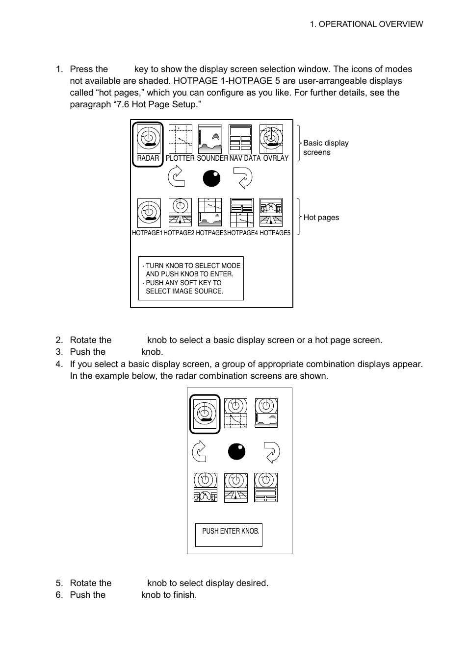 2 selecting a display, 9 1.5.2 selecting a display | Furuno 1724C User Manual | Page 22 / 241
