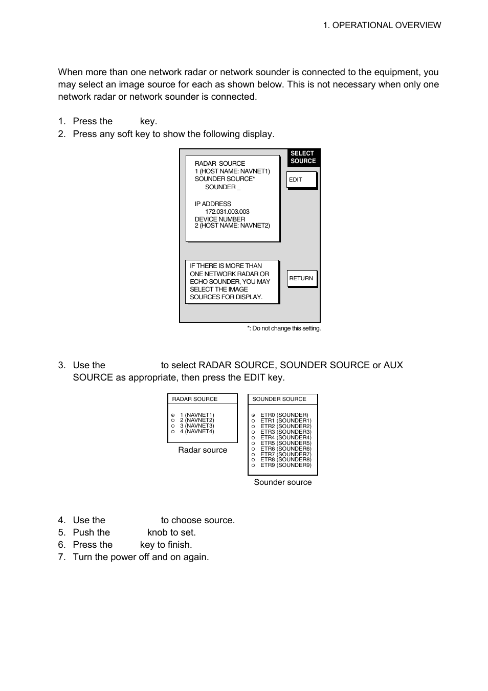 4 selecting image source, Operational overview | Furuno 1724C User Manual | Page 24 / 241