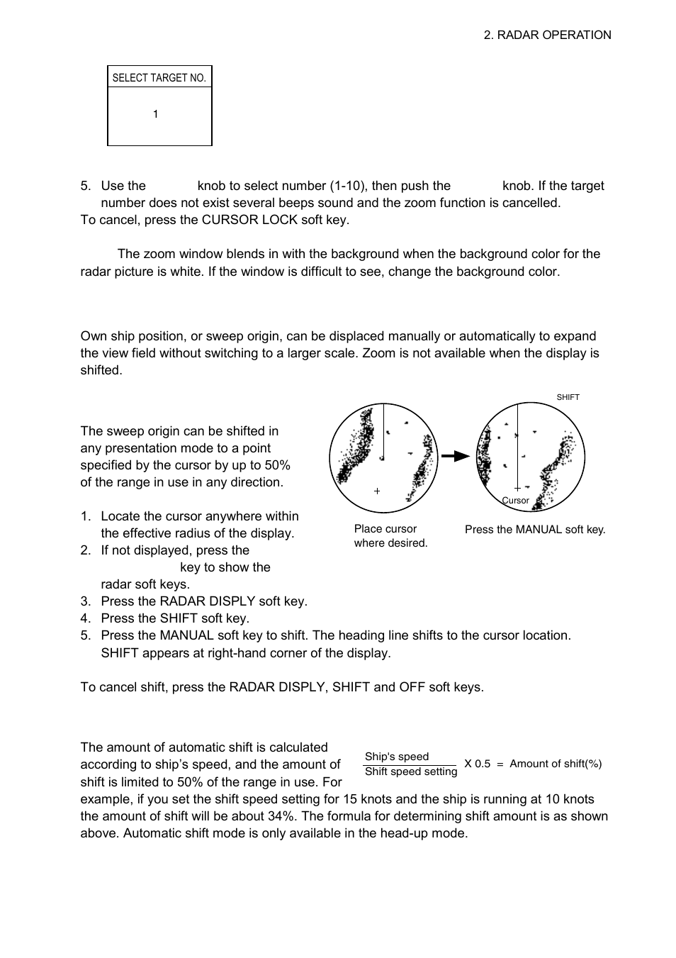 16 shifting the picture, 1 manual shift, 2 automatic shift | Furuno 1724C User Manual | Page 46 / 241