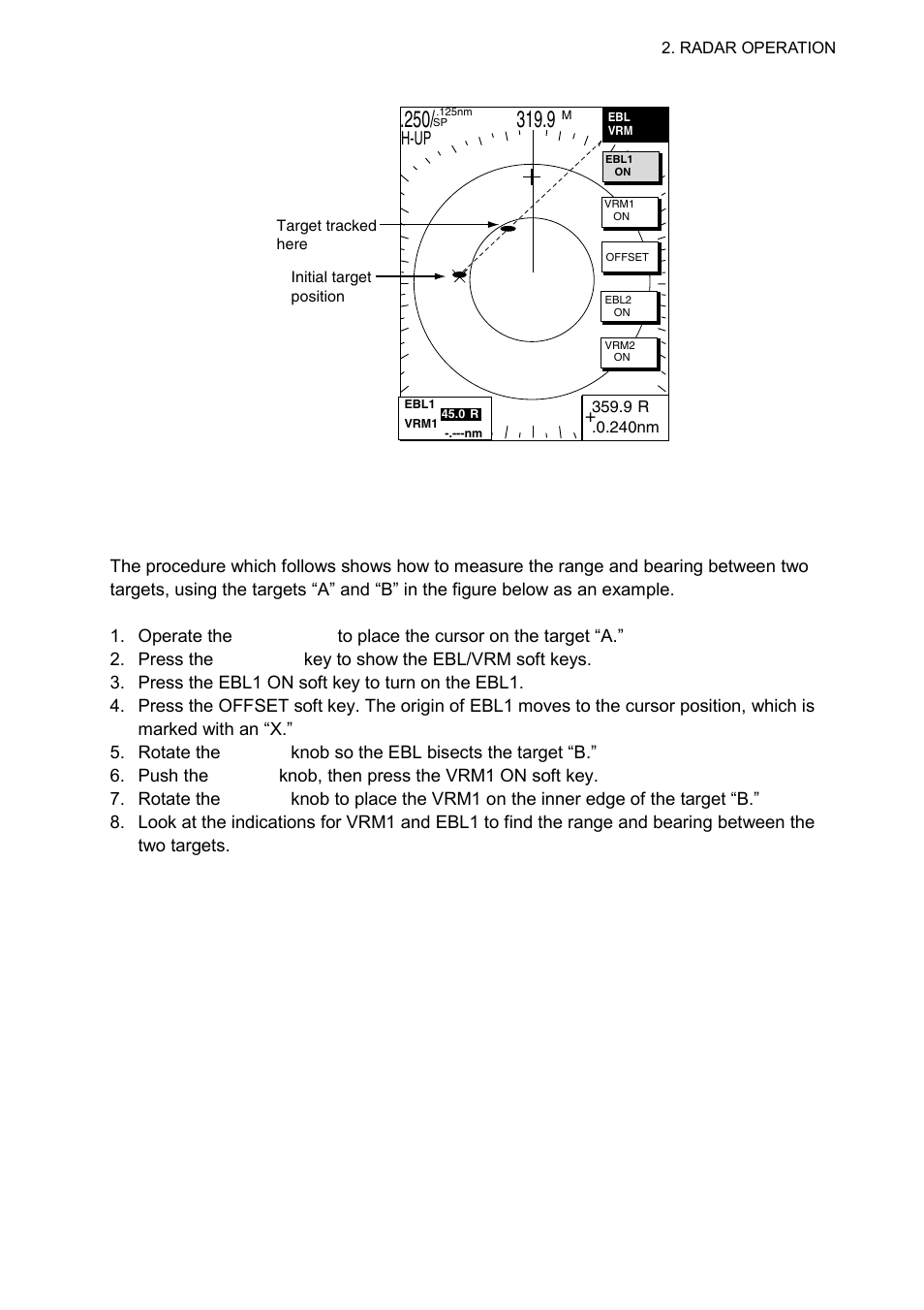 2 measuring range & bearing between two targets, H-up | Furuno 1724C User Manual | Page 48 / 241