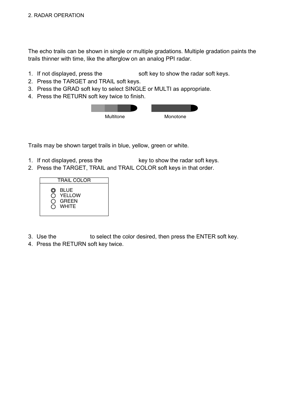 3 trail gradation, 4 trail color | Furuno 1724C User Manual | Page 51 / 241