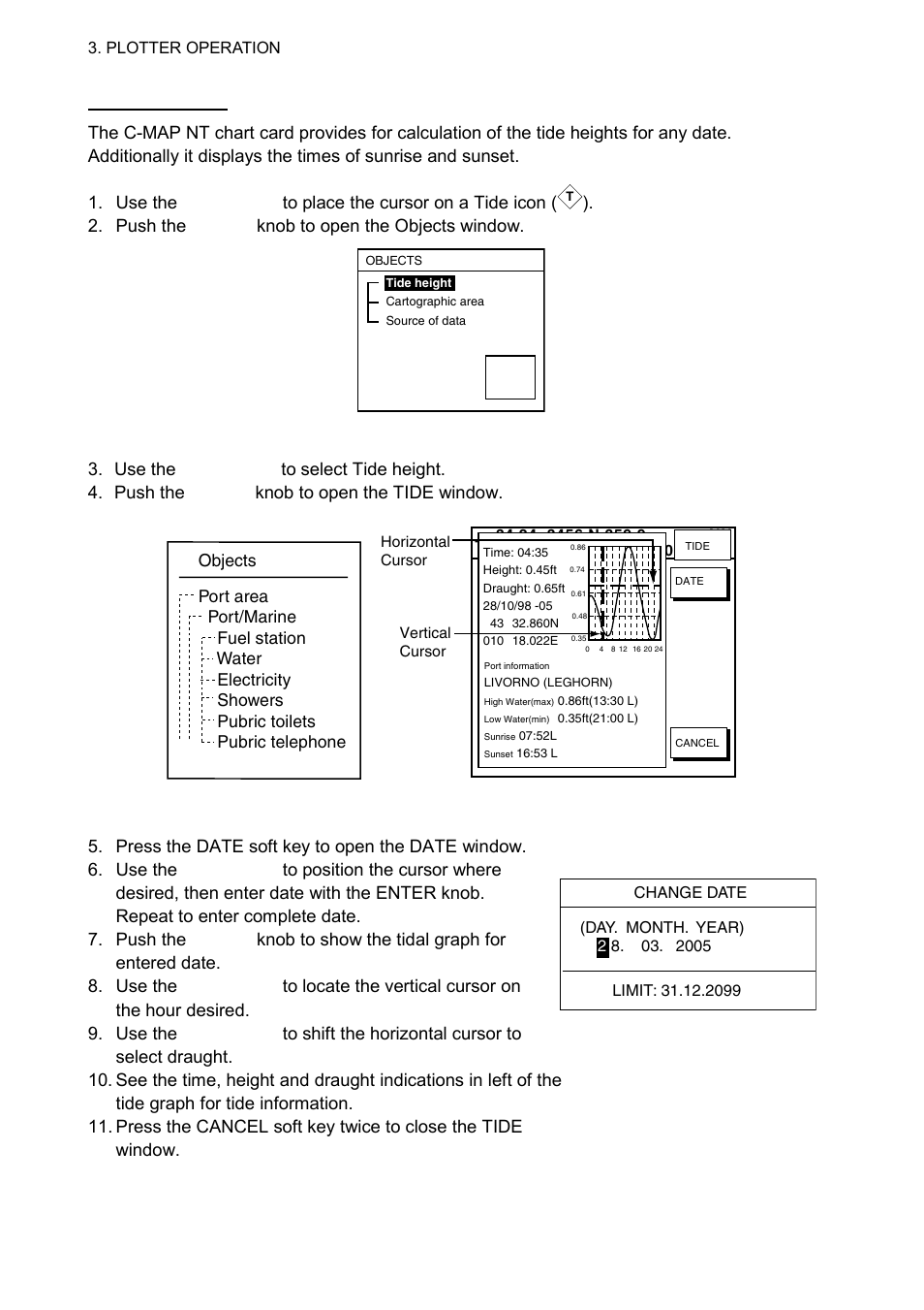 Push the enter knob to open the objects window | Furuno 1724C User Manual | Page 87 / 241