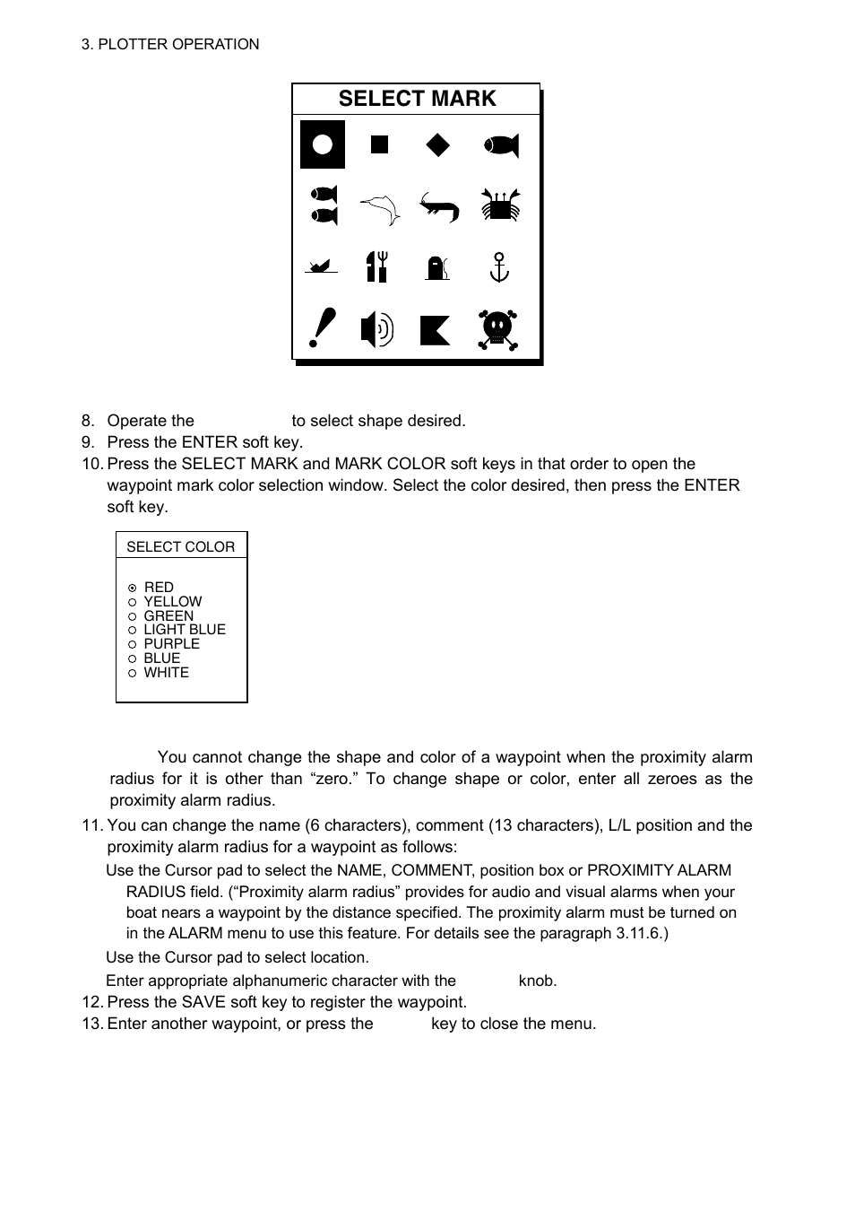 Select mark | Furuno 1724C User Manual | Page 99 / 241