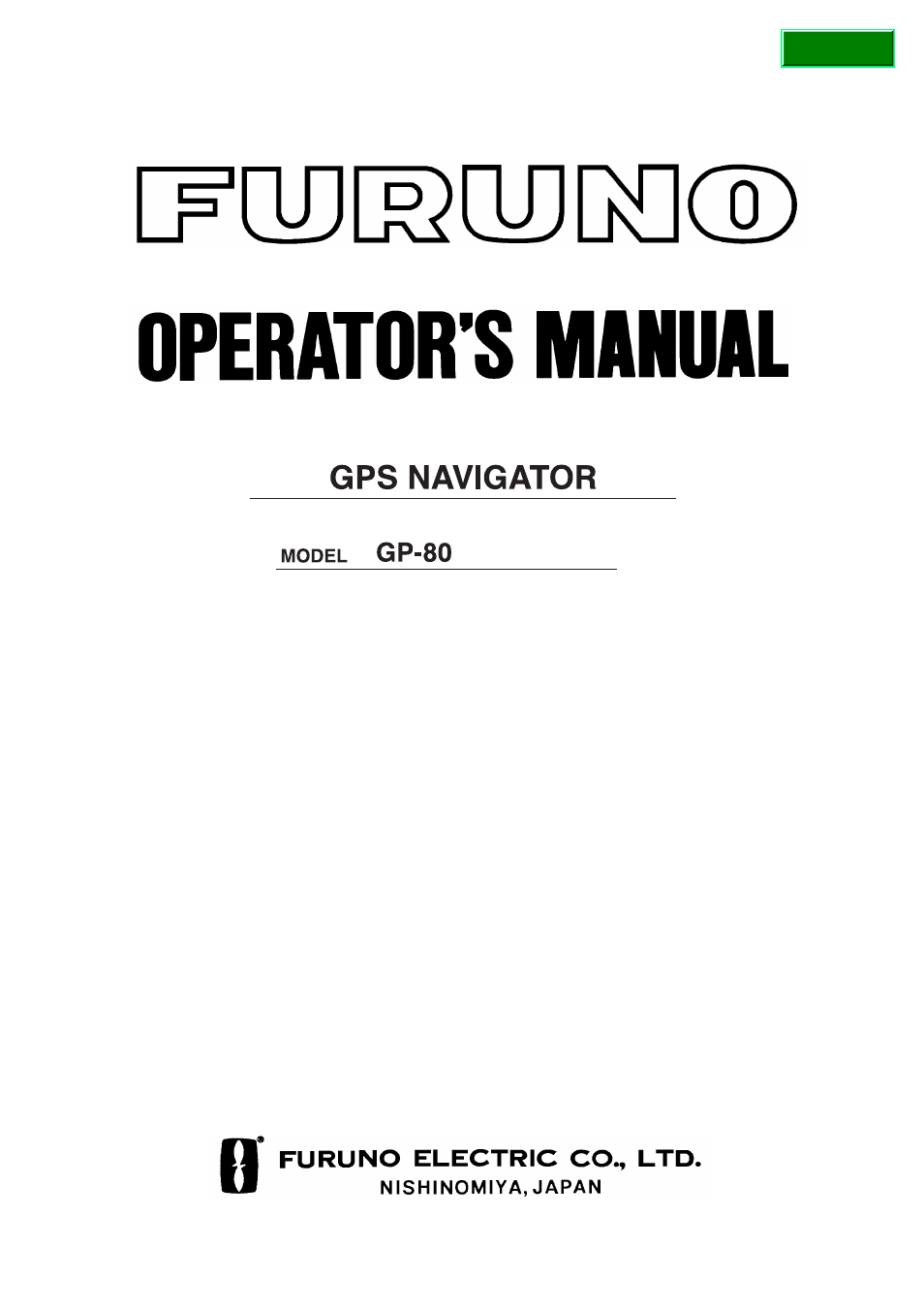 Furuno BACK GP-80 User Manual | 103 pages