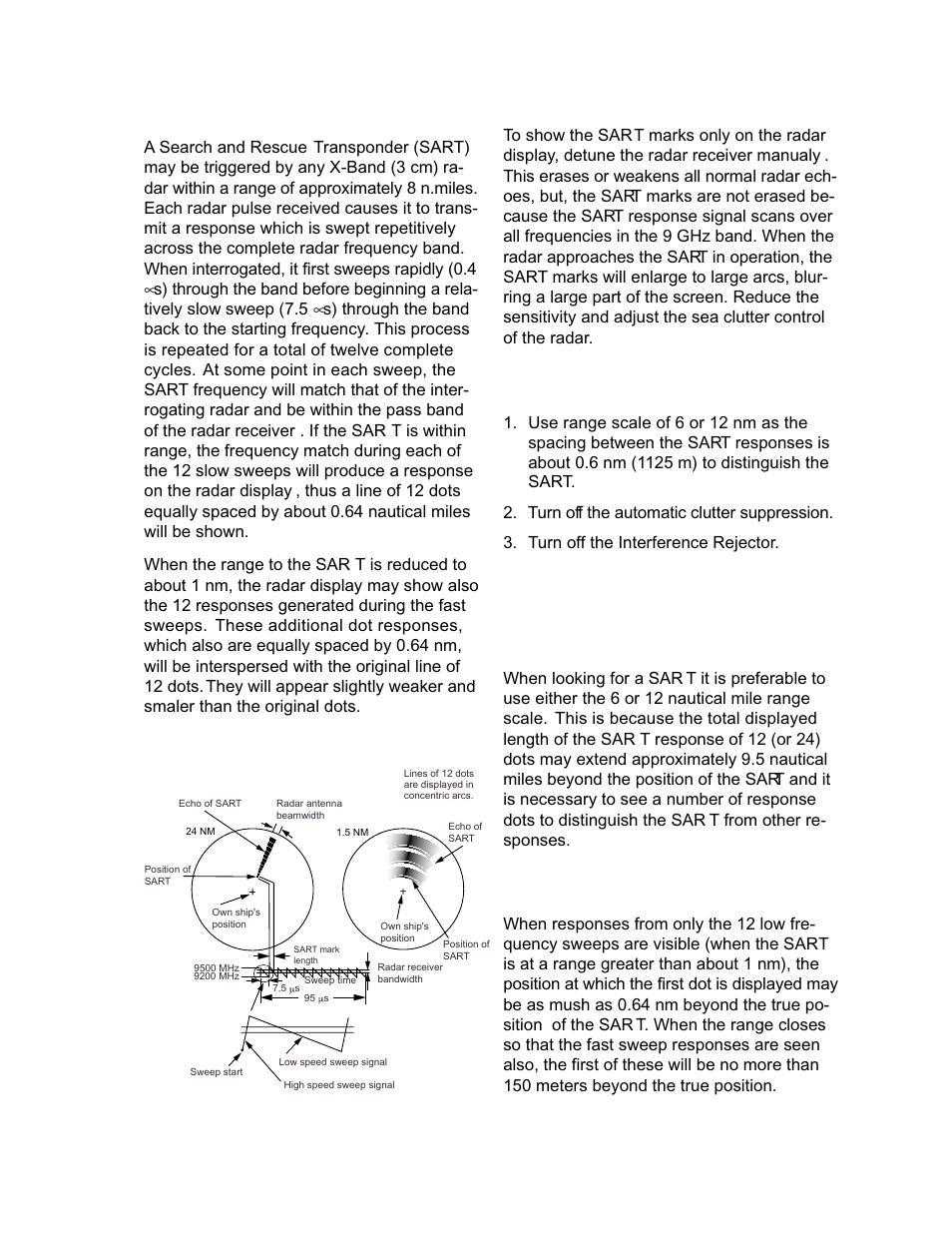 5 sart (search and rescue transponder), Showing sart marks on the radar display, Summary to detect sart response | General remarks on receiving sart | Furuno 1942 MARK-2 User Manual | Page 31 / 52