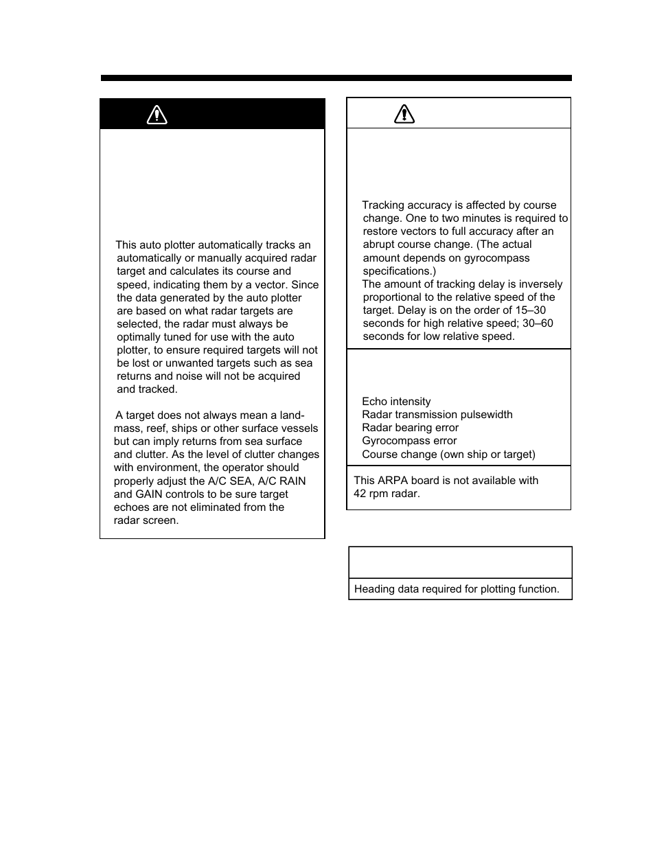 Operation of arp-10 (option), Caution, Notice warning warning | Furuno 1942 MARK-2 User Manual | Page 37 / 52