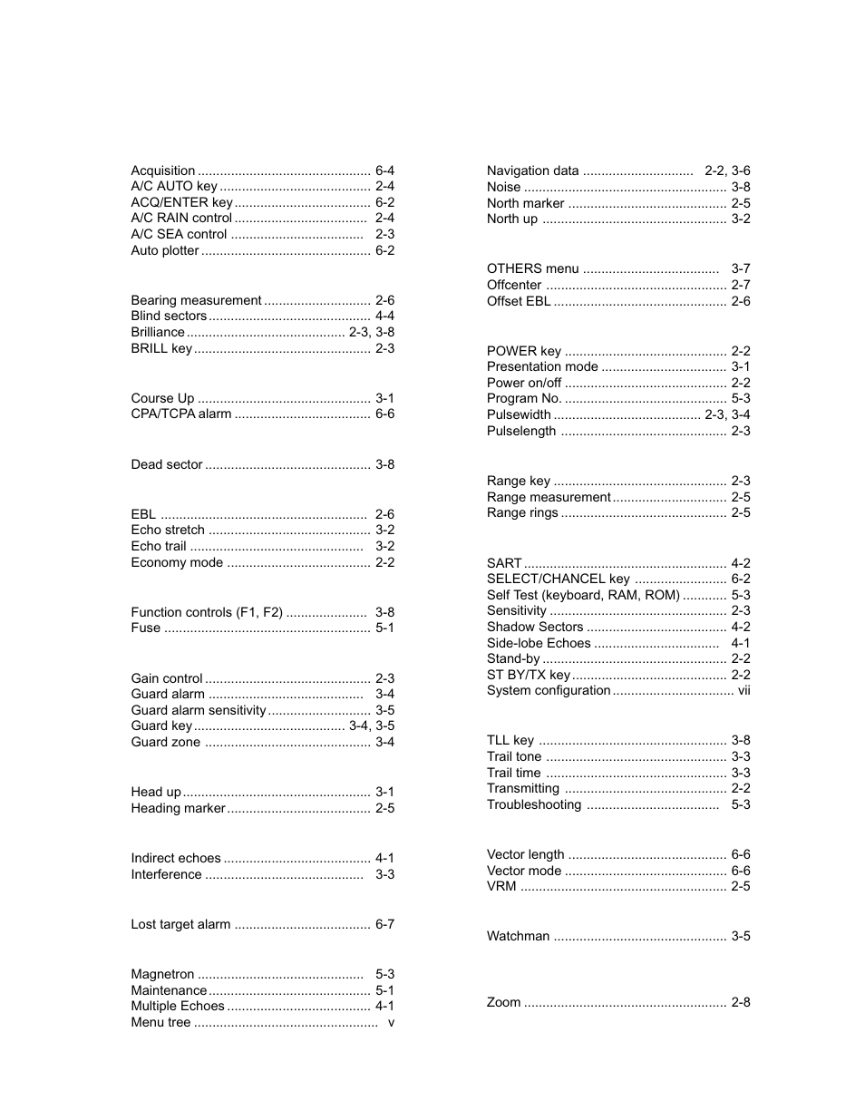 Index | Furuno 1942 MARK-2 User Manual | Page 48 / 52