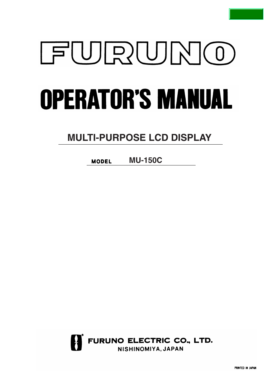 Furuno MU-150C User Manual | 40 pages