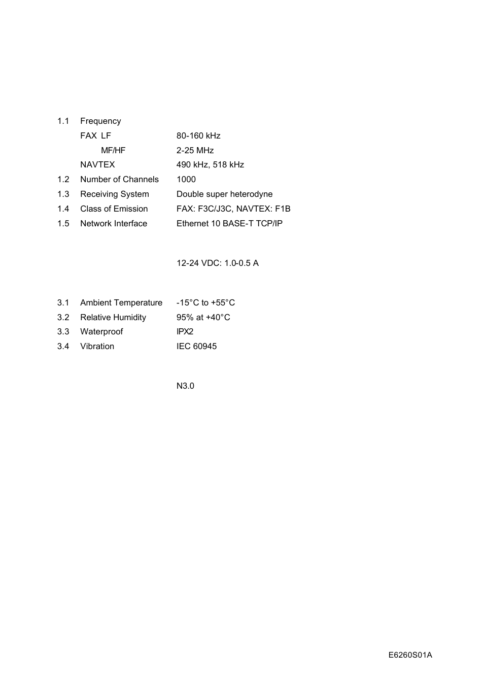 Specificaations, Specifications of facsimile receiver fax-30 | Furuno FAX-30 User Manual | Page 103 / 115