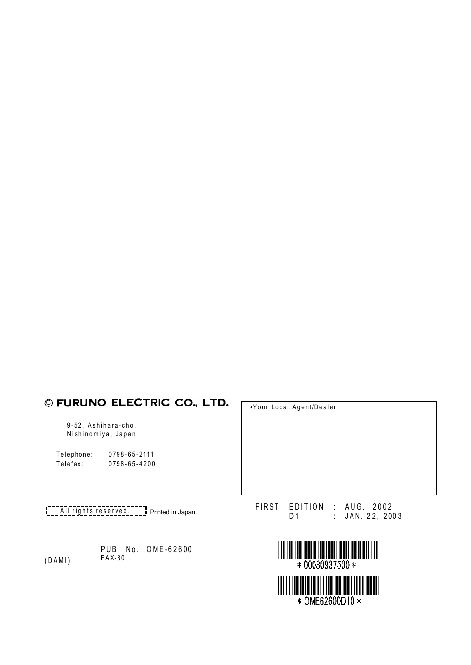 Furuno FAX-30 User Manual | Page 2 / 115