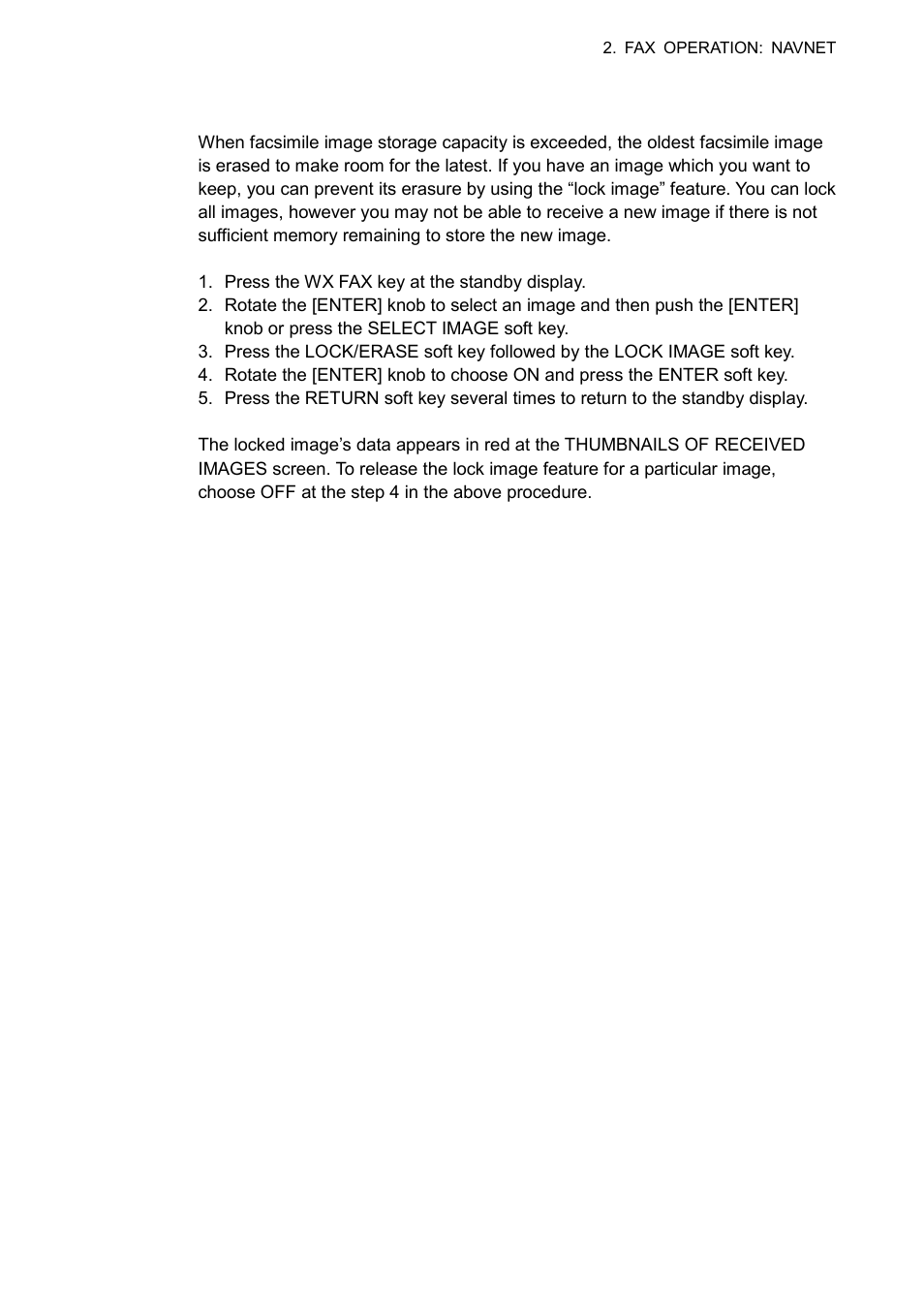 7 preventing erasure of facsimile images | Furuno FAX-30 User Manual | Page 39 / 115