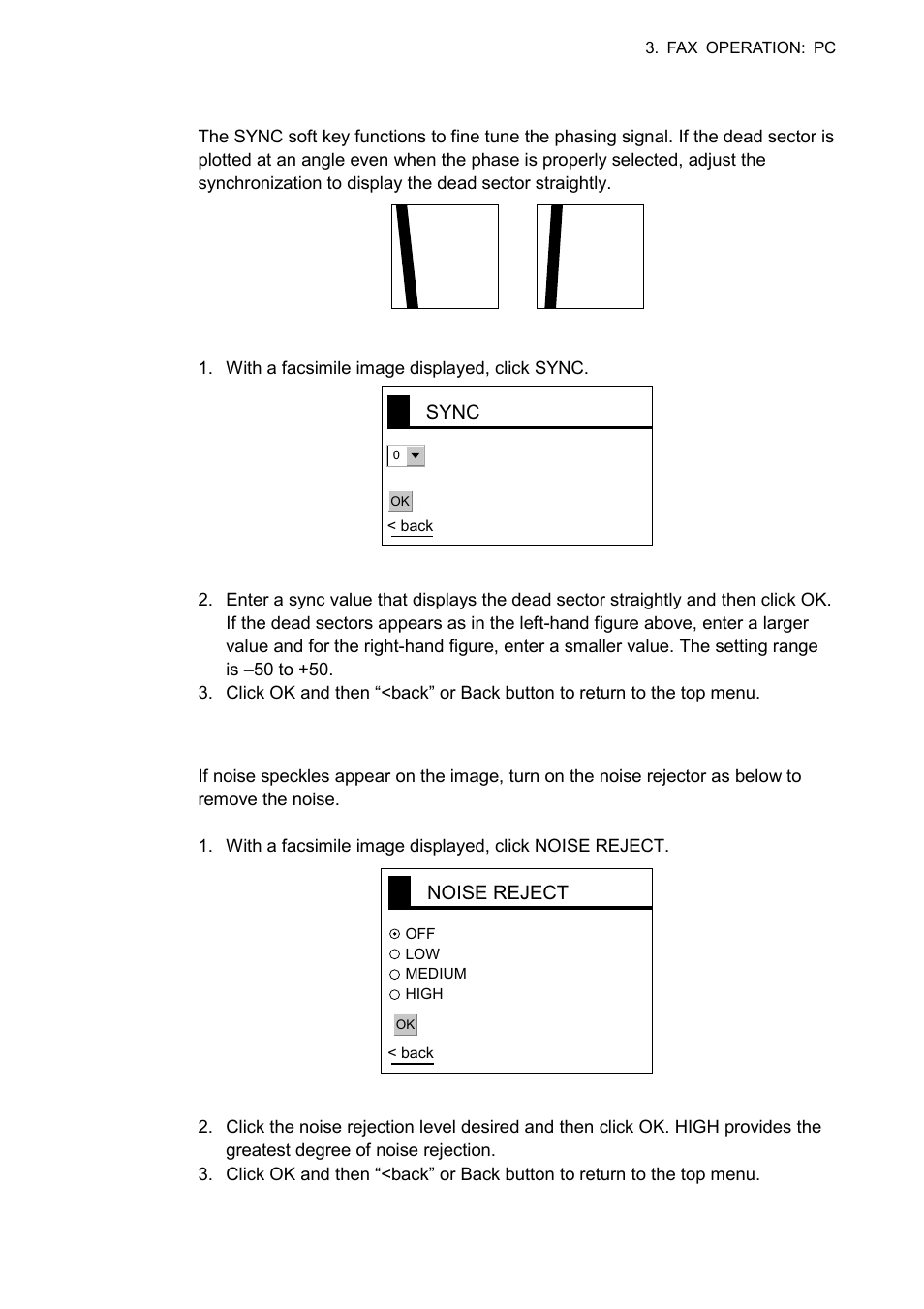 7 3.4.2 phasing signal out of synchronization, 3 noise rejection | Furuno FAX-30 User Manual | Page 49 / 115